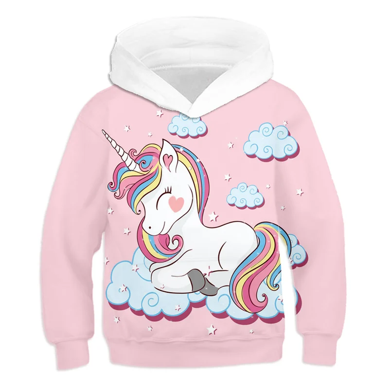 

girls Hoodie Polyester uniocrn Hoodies For Kids Clothing Children Clothes Youth Hoodies Teen Boys Girl Pollvers Animal Top 4-14y