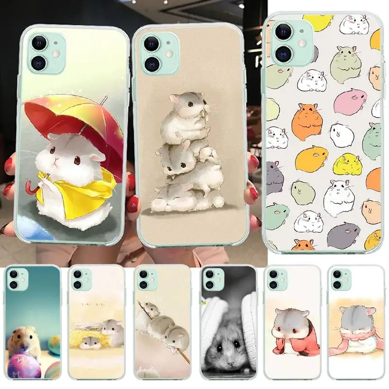 

PENGHUWAN Rabbit mouse Hamster Black TPU Soft Rubber Phone Cover for iPhone 11 pro XS MAX 8 7 6 6S Plus X 5S SE XR cover