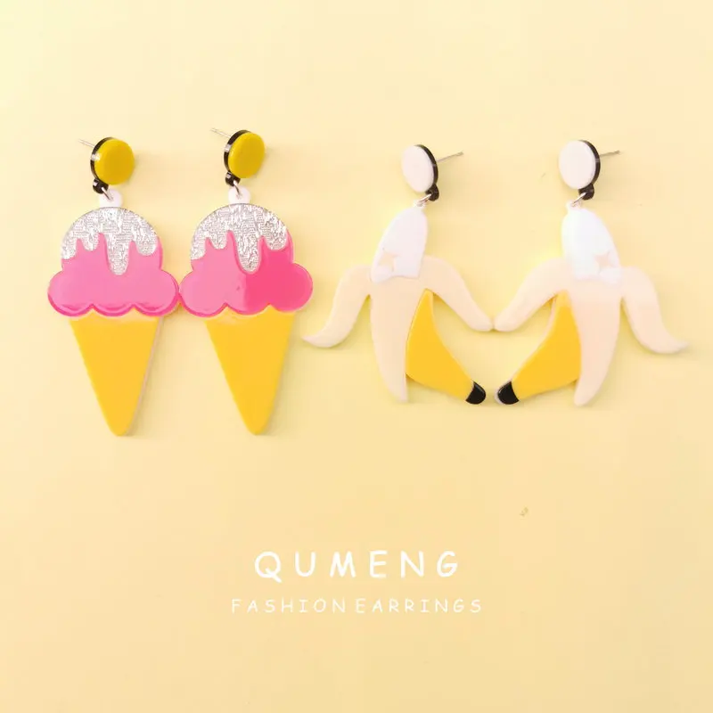 Женские акриловые серьги QUMENG в Корейском стиле большие сережки панк с фруктовым