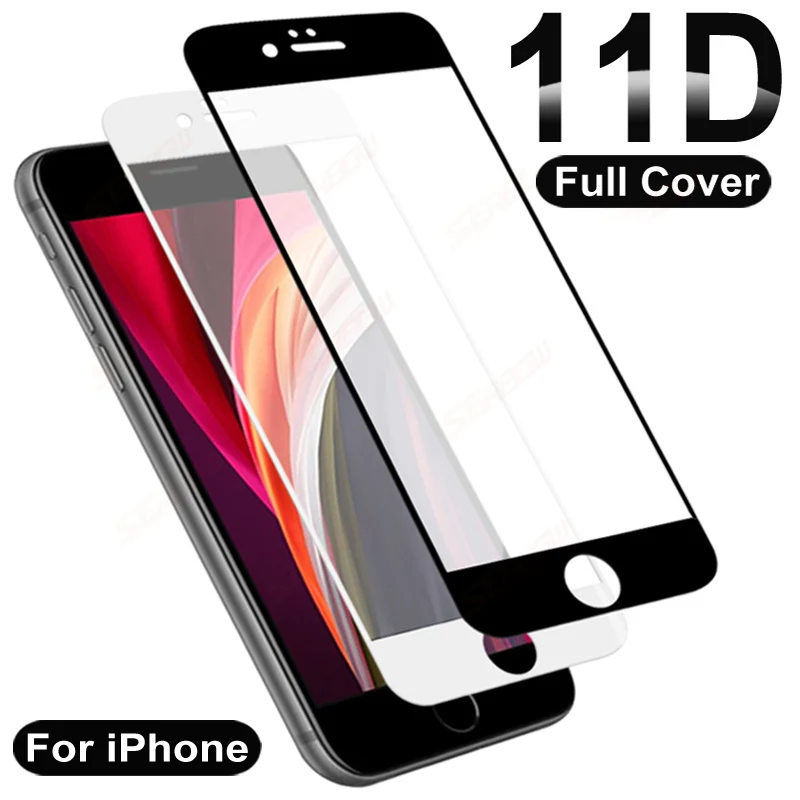 Защитное стекло 11D закаленное для Apple iPhone 7 8 6S Plus SE 2020 12 mini 11 Pro XS Max X XR | Мобильные