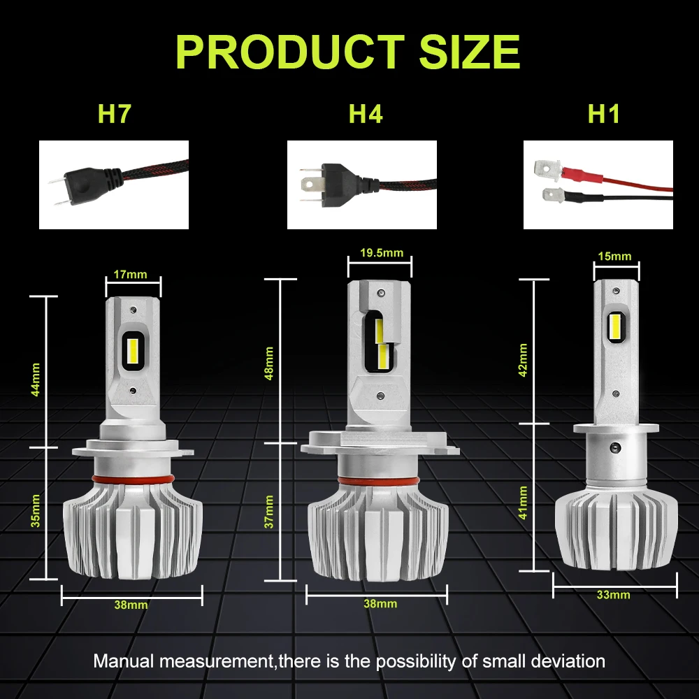 

BraveWAY [Новая технология] Светодиодное освещение 12 В / 24 В для легковых / грузовых автомобилей H1 H4 Светодиодная лампа для фар H7 Светодиодная лампа Canbus 55 Вт 6000K 25000LM без вентилятора [без вентилятора]