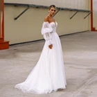 Женское свадебное платье UZN в стиле бохо, кружевное плиссированное платье А-силуэта без бретелек, со съемными пышными рукавами, с V-образным вырезом, в богемном стиле, на заказ, 2021