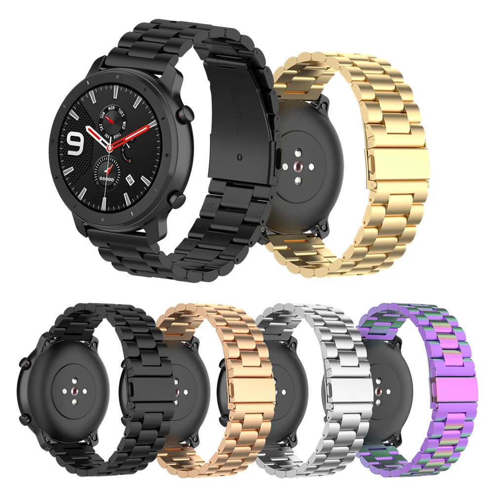 Металлический ремешок для смарт часов Xiaomi Amazfit Gtr 47 мм 42 22 20 браслет Garmin 245 Samsung Galaxy