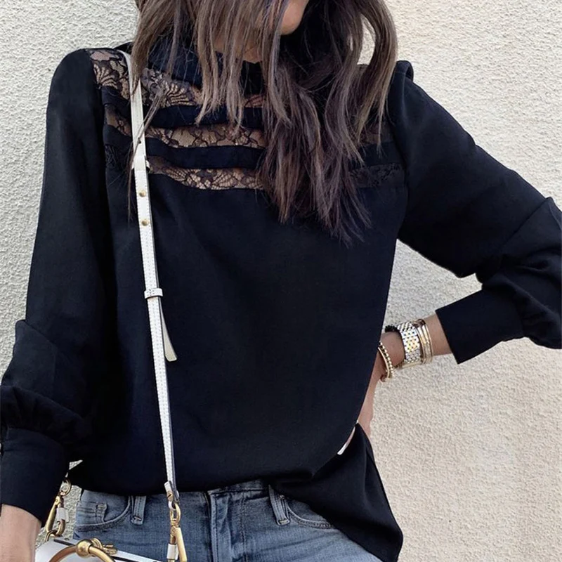 Новые женские офисные блузки винтажные кружевные цветочные рубашки для женщин с