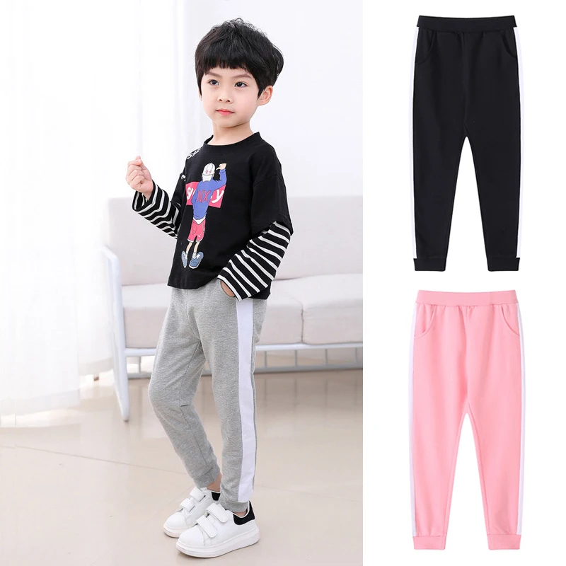 Детские леггинсы модные спортивные штаны для мальчиков и девочек белые