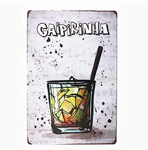

Vintage Metal Tin Sign Caipiranha Home Bar Pub Club Wall Decor Sign 12x8inch