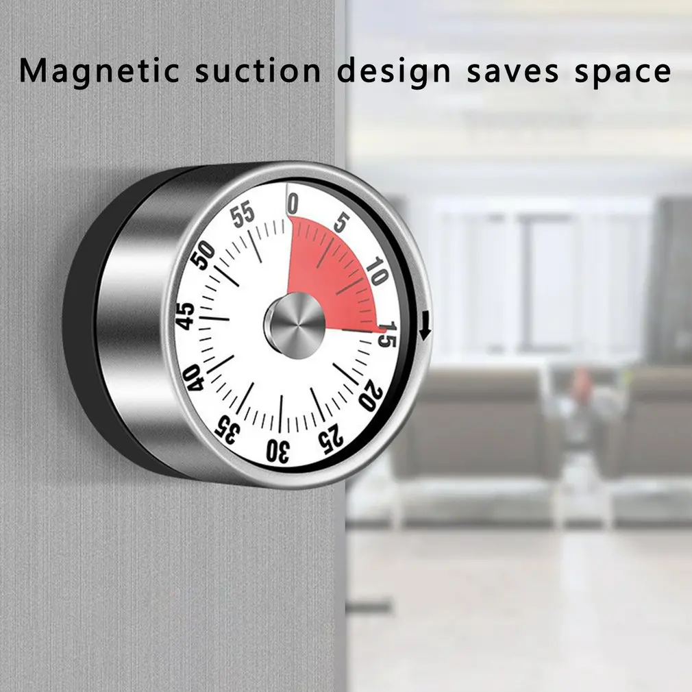 Stainless Steel Mechanical Kitchen Visual Timer Magnet 60-Minutes Alarm Cooking With Loud Tool | Дом и сад