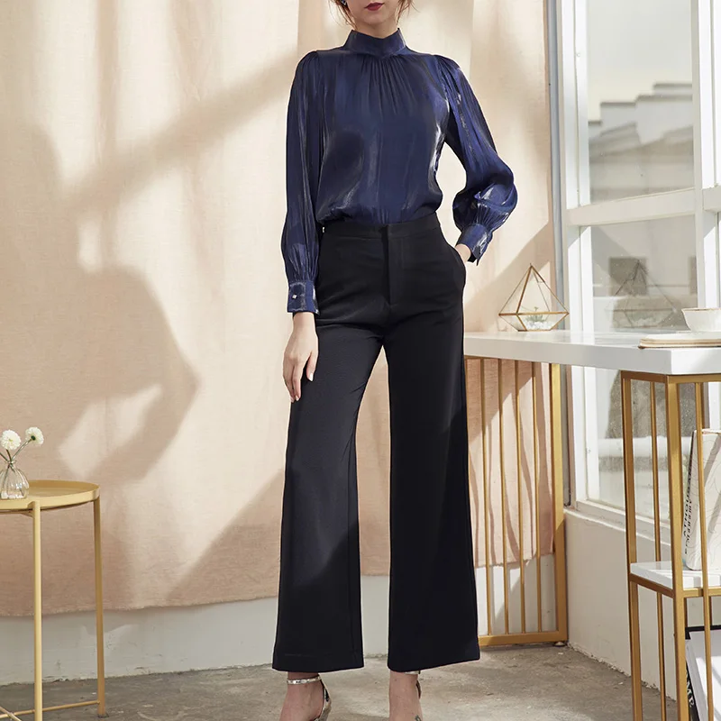 2019 New Fashion Lantern Sleeve High-collar Women's Shirt in Spring 2009 new | Женская одежда