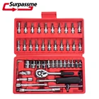 Инструменты для ремонта мотоцикла 46 шт 14 дюйма Набор торцевых головок Инструменты для ремонта автомобилей динамометрический ключ с храповым механизмом комбо набор инструментов для автоматического ремонта набор инструментов