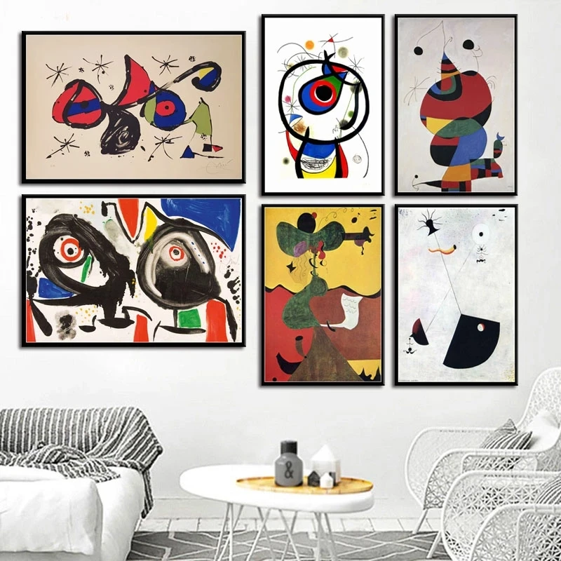 

Joan Miro Moderne Surrealisme Abstract Pictures Retro Art Canvas Painting Prints Poster Wall Home Decor Modular For Living Room