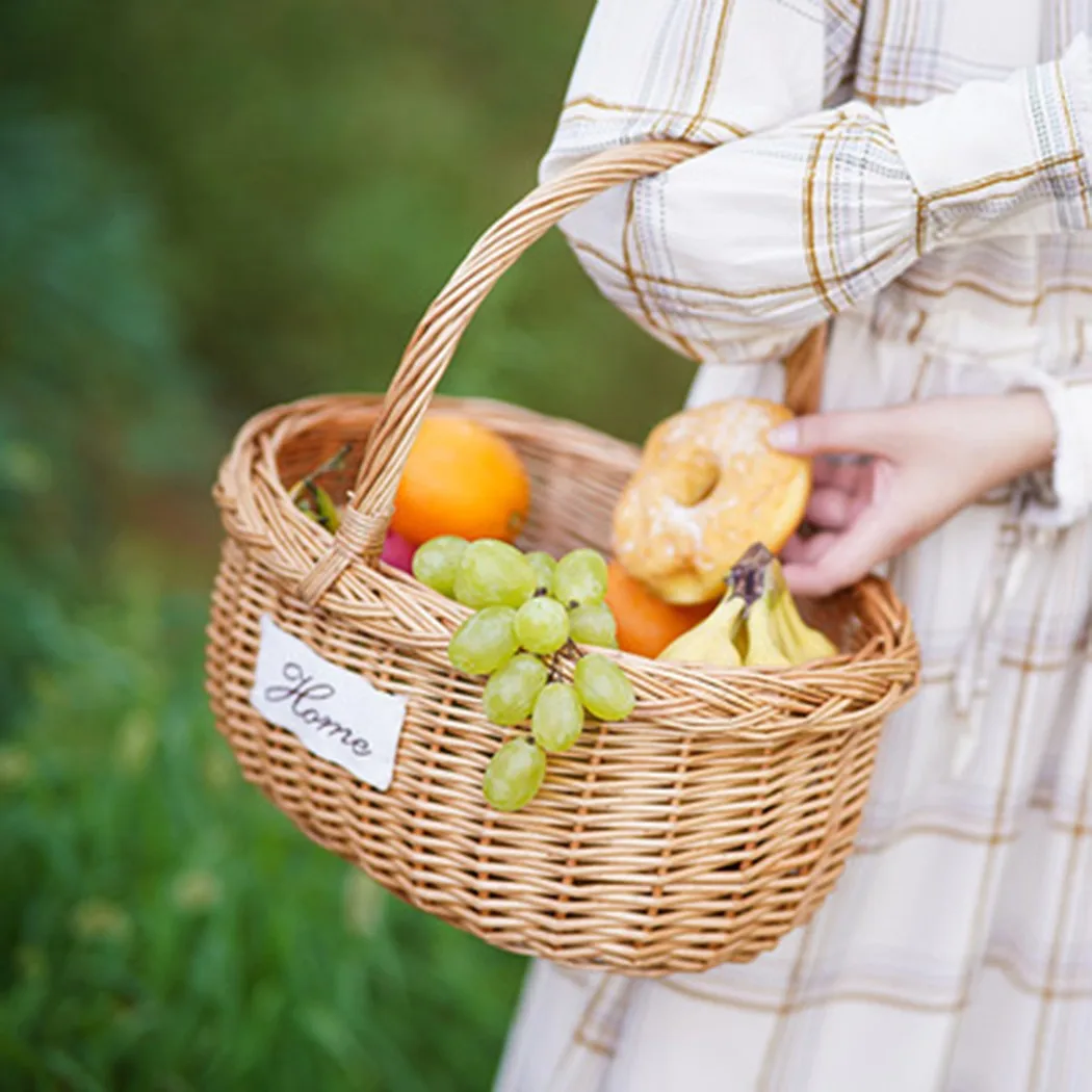 

Picnic Basket Linen Storage Basket Oval Gift Hand Woven Rattan Storage Basket Home Decoration Drop Shipping