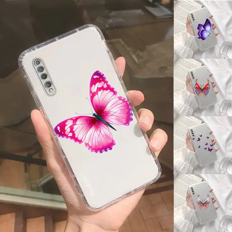 

Beauty Butterfly Phone Case Transparent For Xiaomi Redmi K30 10T 10X 9 9A 8 8A 7 7A 6 K40 T S PRO 5G