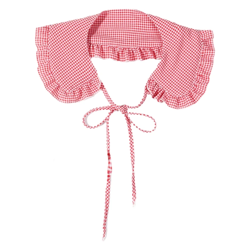 Кукольная шея с клетчатым орнаментом и фиксирующими лямками для платьев или