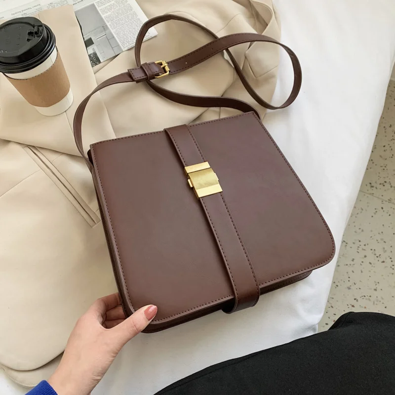 

Винтажная квадратная сумка-мешок, модная новинка 2021, Высококачественная дизайнерская женская сумка из искусственной кожи, вместительная с...