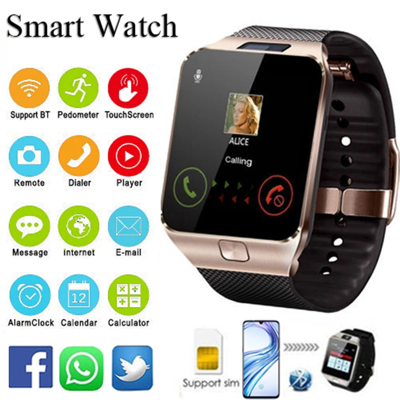 

New DZ09 Women Bluetooth Smart Watch Men Camera Smartwatch Android Phone Call Connect Watches 2G GSM SIM Card PK amazfit gts