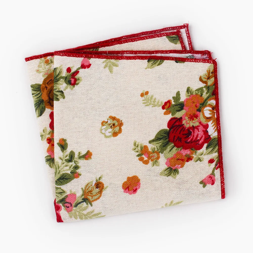 

Sitonjwly Pocket Towel Hankies For Men's Suit Pocket Square For Women Casual Cotton Printing Floral Handkerchief Custom LOGO