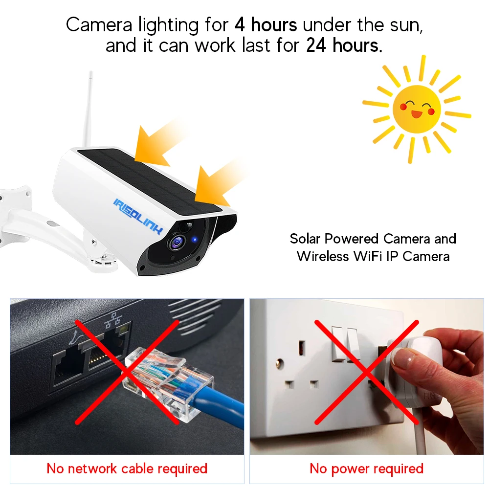 irisolink solar wifi ip camera 1080p outdoor charging battery wireless security camera pir motion detection bullet surveillance free global shipping