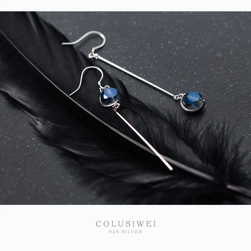 Colusiwei элегантные серьги-капли из стерлингового серебра 925 пробы с голубыми