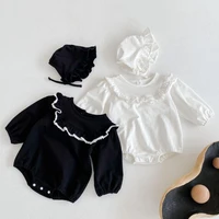 2021 autumn new baby long sleeve bodysuit solid color infant girl clothes fashion toddler jumpsuit with hat newborn outfits