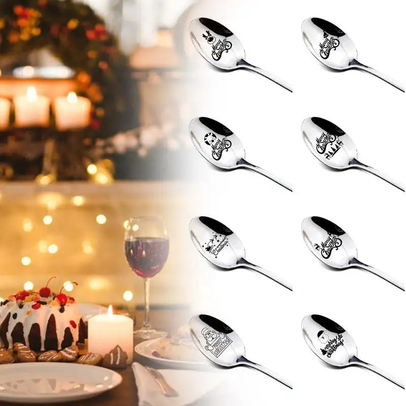 

Новый год 2021, металлические ложки с надписью "Merry Christmas", посуда для вечерние, украшения, рождественские украшения для домашнего стола, подаро...
