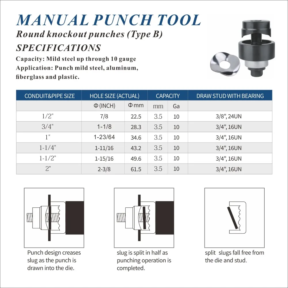 Гидравлический ручной перфоратор 120KN инструменты для изготовления дыроколов с