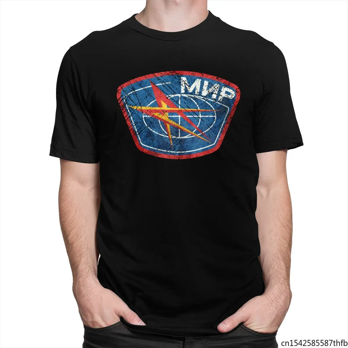 

Streetwear Men's CCCP MNP Tee Tops Short Sleeves Crewneck T-shirt Printed Soviet Union T Shirt Slim Fit Clothes