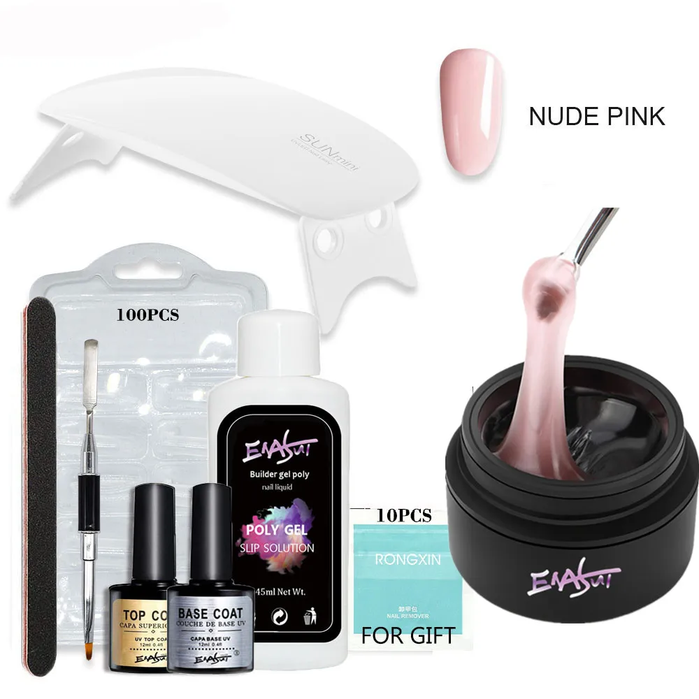 Nude Pink ENASUI лак для ногтей продлить гель светодиодный светильник 9 шт/комплект УФ-светодиодный гель поли быстрая наращивание ногтей гель строительный нейл-арта био-Гели Soak off УФ набор - Цвет: Nude Pink