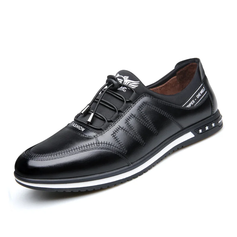 Мужская повседневная обувь из натуральной коровьей кожи черные Лоферы без