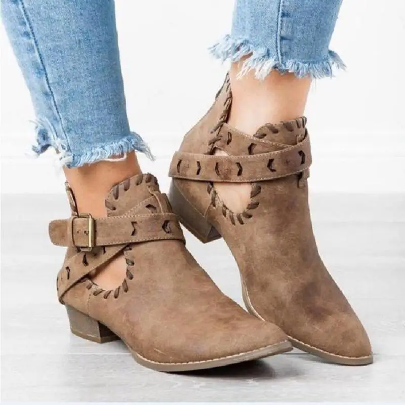 

2021 New Spring And Autumn Comfortable Stitched Edge Pointed Back Zipper And Ankle Women's Boots