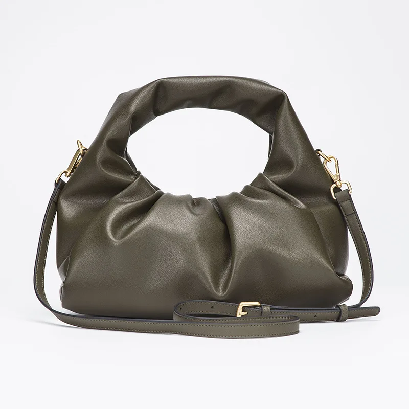 

Vintage Genuine Soft Leather Handbag Women Cloud Bag New Handbag Fashion Hand Purse Clutch Bag Dumpling Shoulder Crossbody Bag