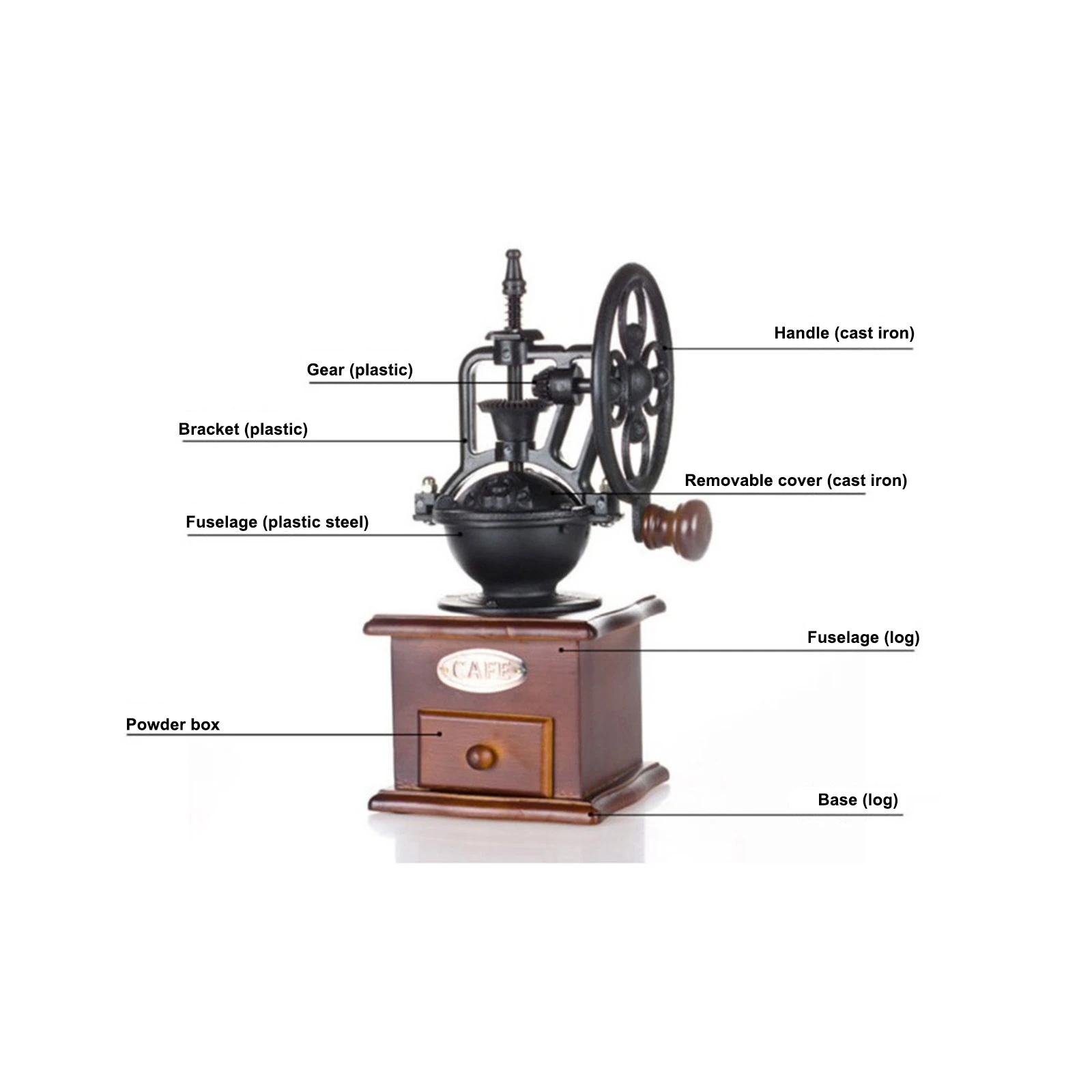 Cast Iron Hand Crank Coffee Grinder Retro Style Manual Beans Grinding Mill with Catch Drawer | Дом и сад