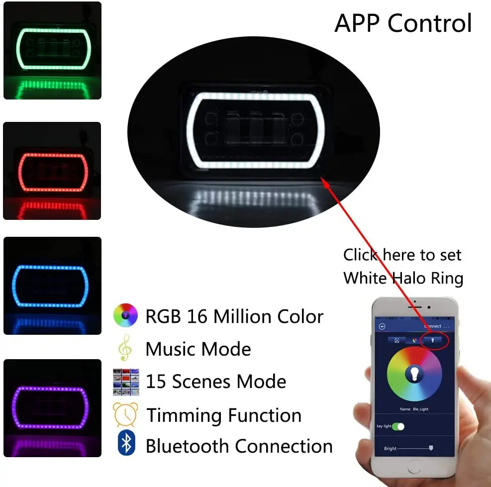 4x6 &quotсветодиодный светильник морской светодиодный фонарь DRL RGB halo дюймов для мотоцикла 1 шт.| |