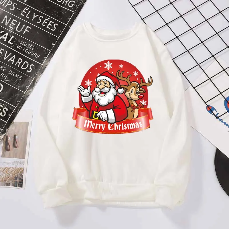 

Merry Christmas Long Sleeve Xmas Sweatshirts Kids 2020 New Fashion Red Color Hoodie Childs Casual O-Neck Sweatshirt for Teens
