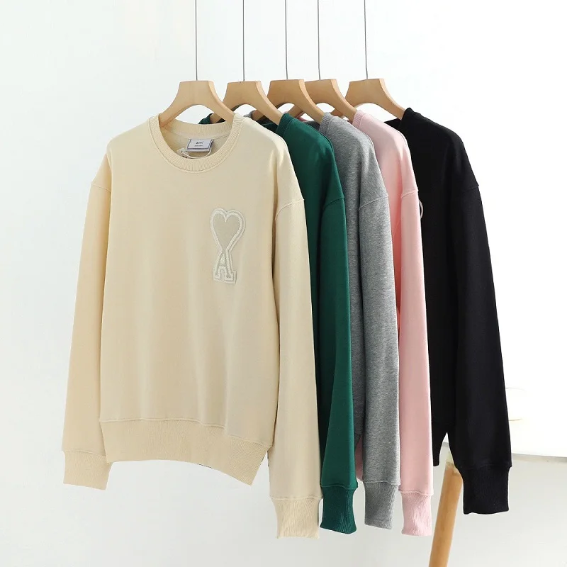 

2021 New Four Seasons Pullover Round Neck 100% Cotton Embroidered Casual Couple Fashion High Quality Top