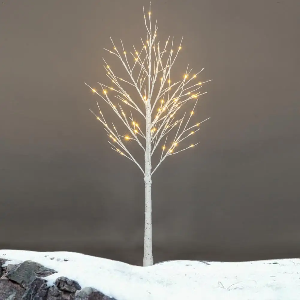 

US Plug 72LED 1.5Meters/5FT Christmas Tree PVC + Iron Base With Warm Yellow LED Lights White Snowflake Christmas Decoration