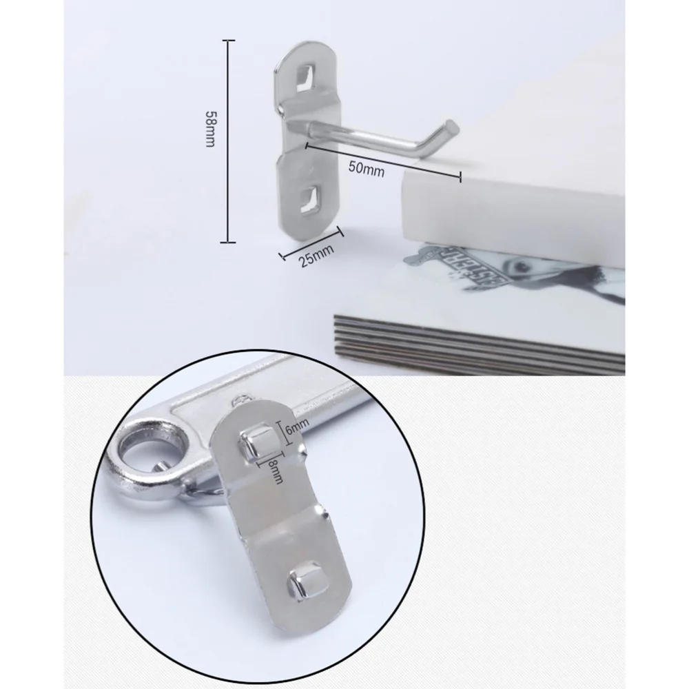 

10PCS Tool Hanging Hook Metal Display Rack Metal Shop Goods Shelf Hooks Thickening Square Hole Plate Tool Hooks Household Kitche