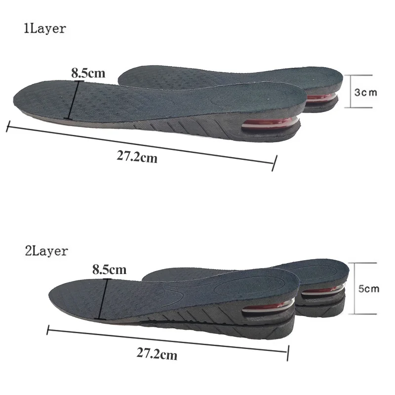3-9cm Height Increase Insole With Air Cushion Height Lift Adjustable Cut Shoe Heel Insert Taller Support Absorbant Foot Pad