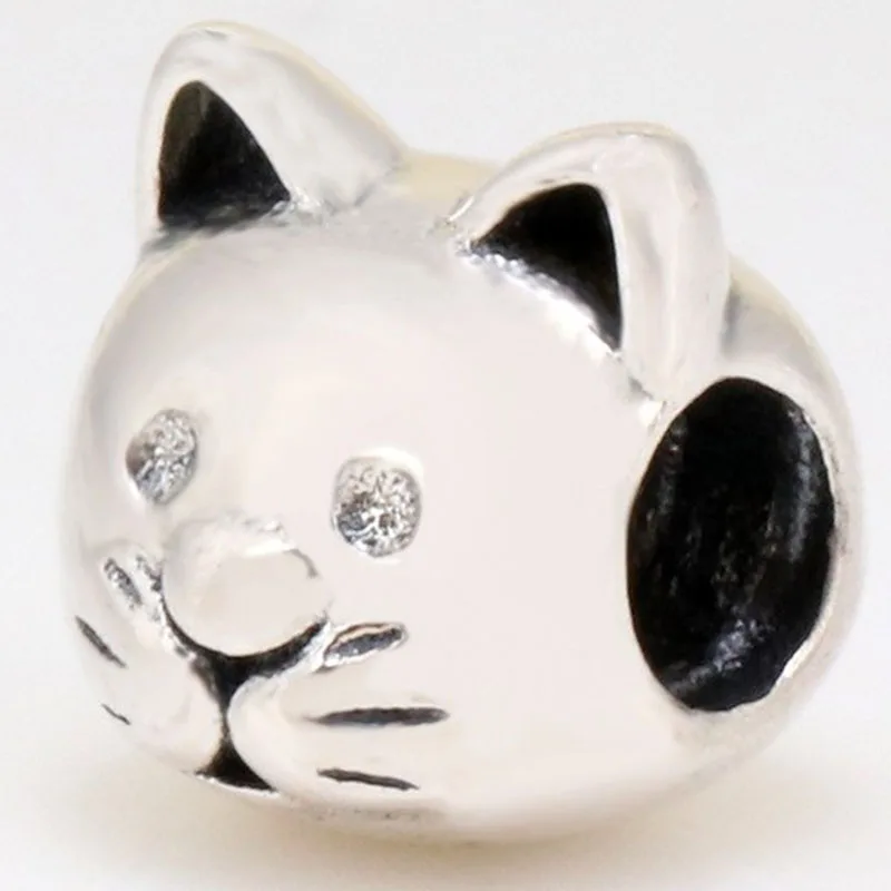 

Original 925 Sterling Silver Bead New Pet Cat Head Beads Fit Pandora Women Bracelet & Necklace Diy Jewelry