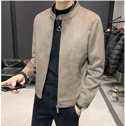 Весенняя и Осенняя корейская модная тонкая куртка мужская с воротником из