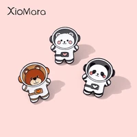 custom astronaut panda enamel pin lovely bear badge brooches anime lapel clothes backpack hat women kids jewelry friends gift