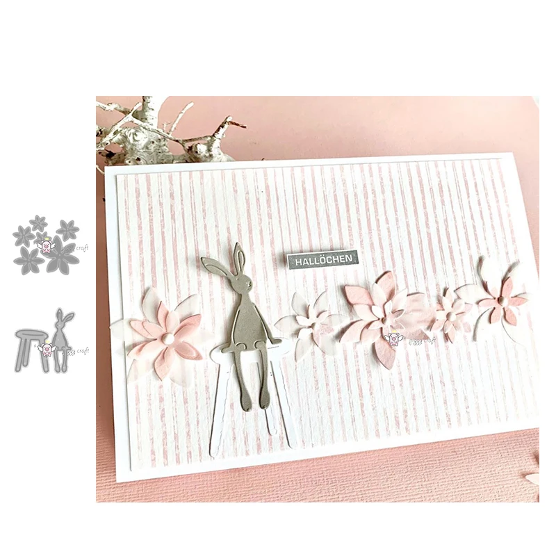 New Flower Rabbit Bench metal Cutting Dies Stencils DIY Scrapbooking Paper/photo Cards Embossing | Дом и сад