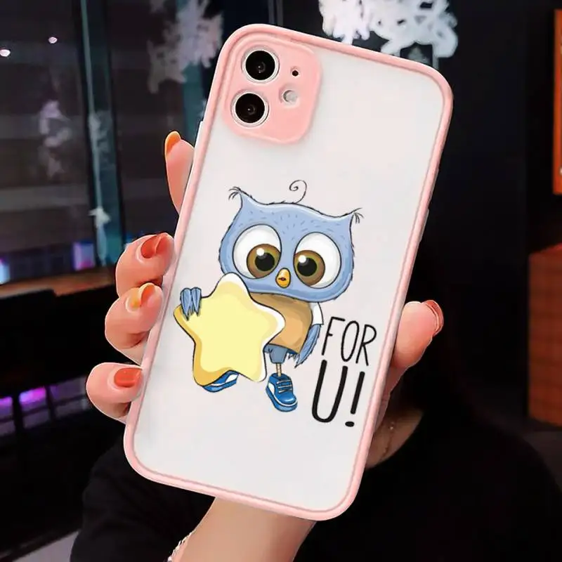 

Cartoon Girl Gifts Cute Owl lovers Phone Case Matte Transparent for iPhone 7 8 11 12 s mini pro X XS XR MAX Plus cover funda