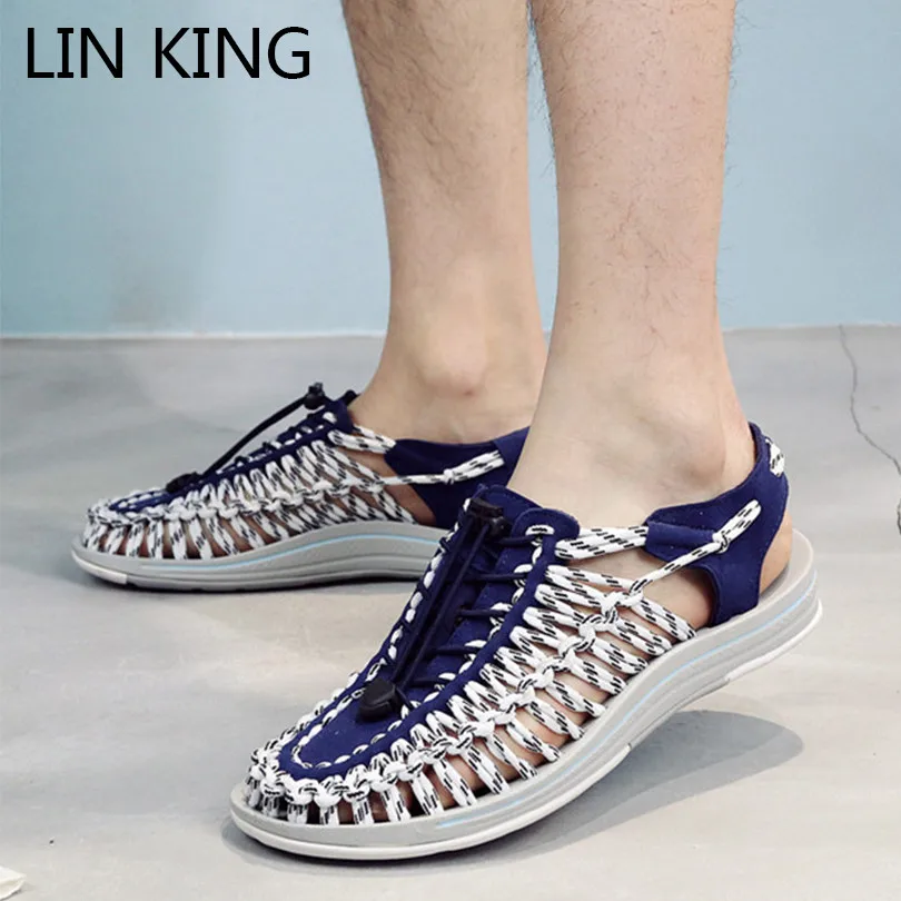 LIN KING/Новинка Одежда высшего качества для мужчин на каждый день женские сандалии