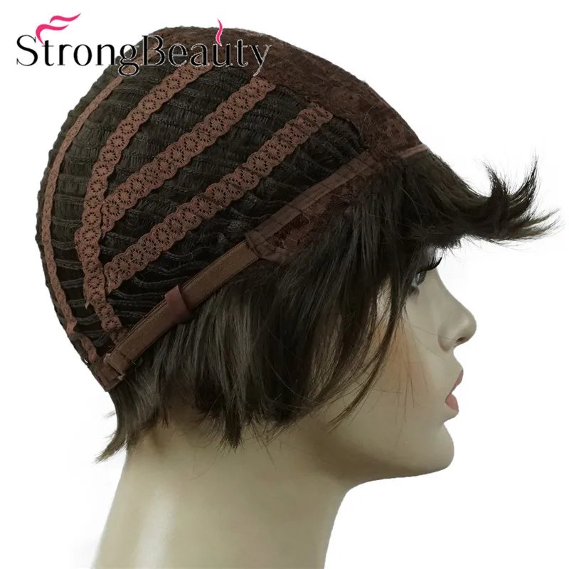 StrongBeauty короткие прямые парики мягкие волосы слоистые локоны Омбре блонд/Красный синтетический парик