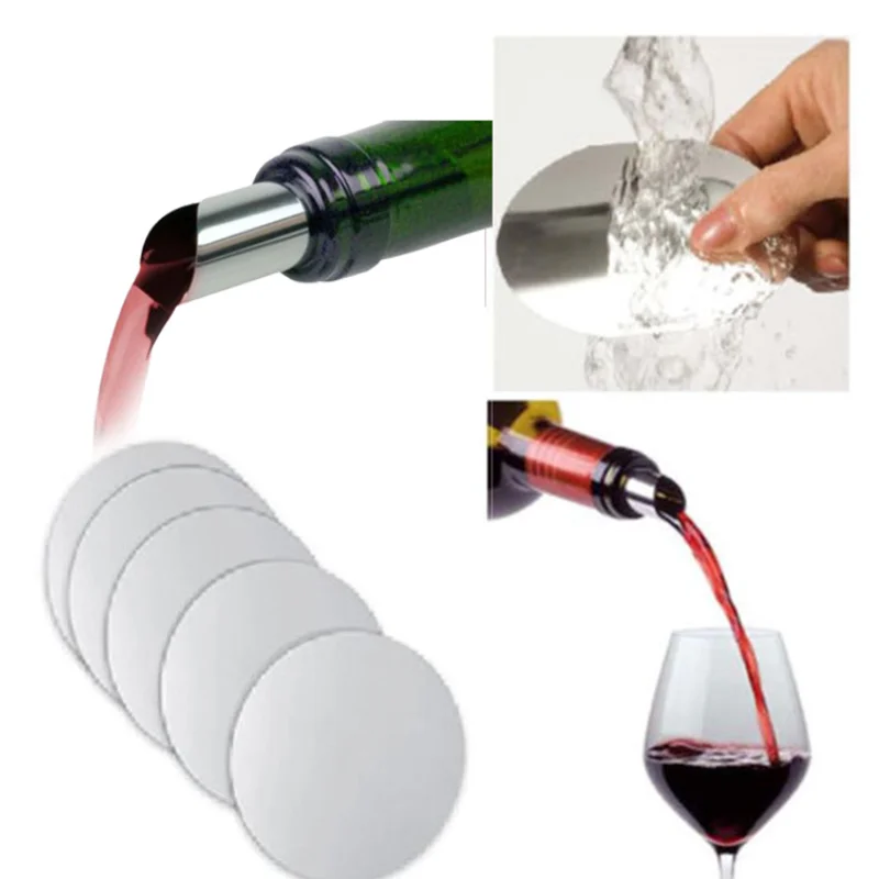 10 PCS/Set Foldable Wine Pourer Aluminum Foil Silver Wine Pourer Drop Stop Pouring Disk Pour Spout Pack Home Bar Wine Supplies