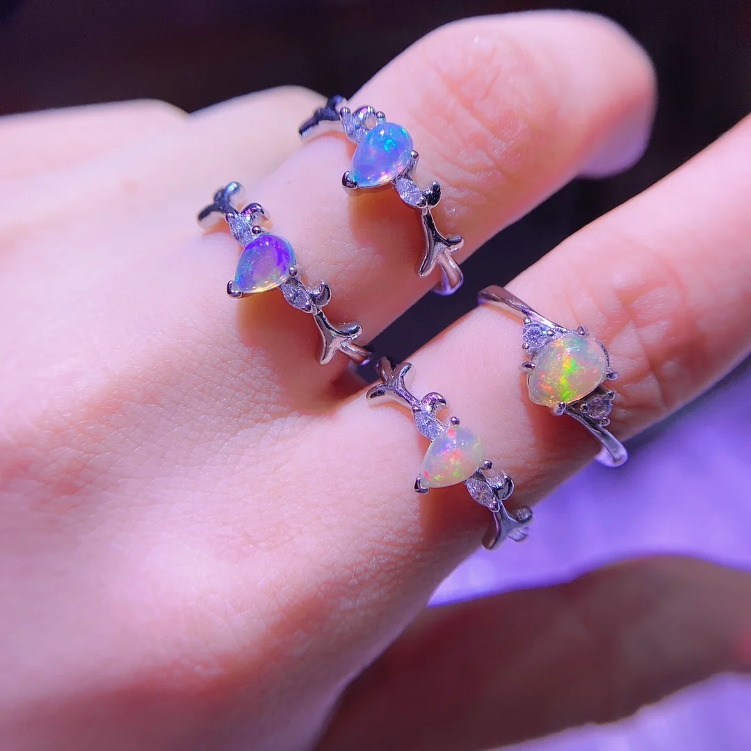 

Exquisite Opal Rough Stone Ring Pure Natural Butterfly Style Illness S925 Sterling Silver Gold Plated Size Adjustable sieraden