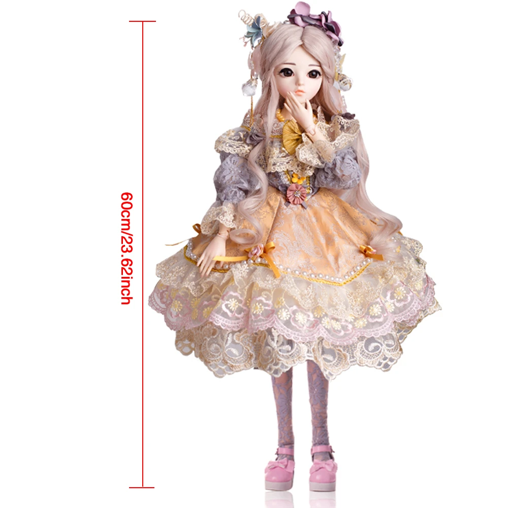 BJD 60 см 1/3 куклы для девочек коричневые глаза с одежда парики обувь макияж 100%