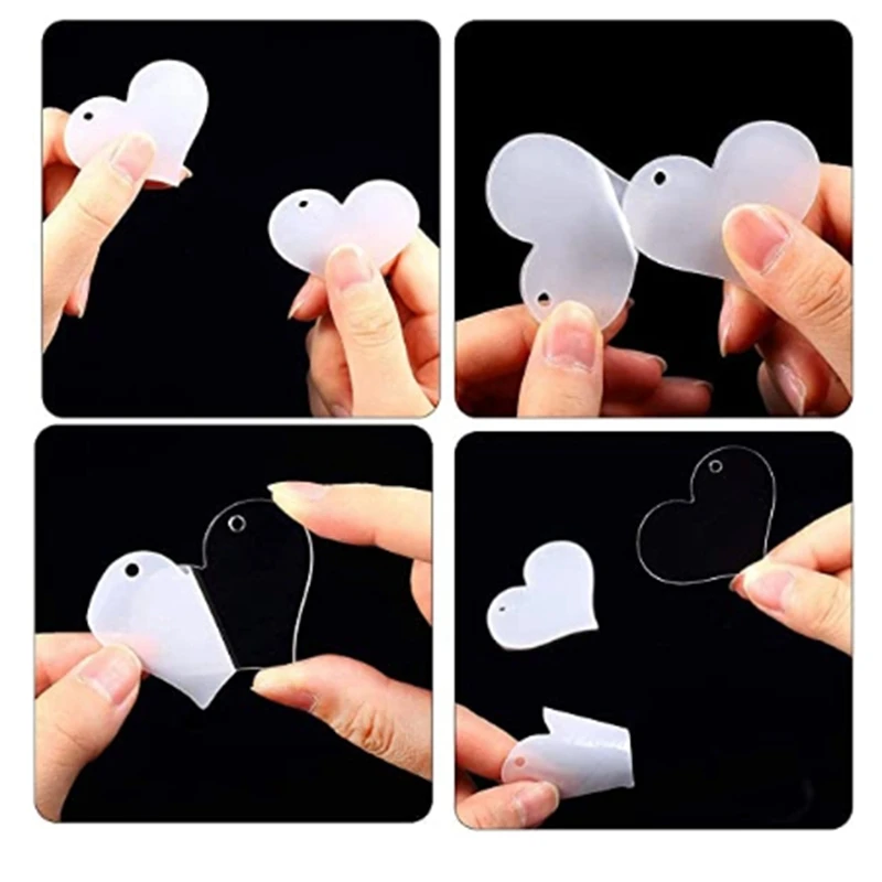 

90Pcs Acrylic Discs Clear Heart Keychain Blanks Charms and Colourful Tassel Key Rings for DIY Crafts Jewelry Making