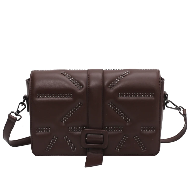 

Rivet Pattern Women's Handbags and Purses 2021 Fashion Flap Shoulder Bag High Quality PU Leather Messenger Crossbody Pack Bolsos
