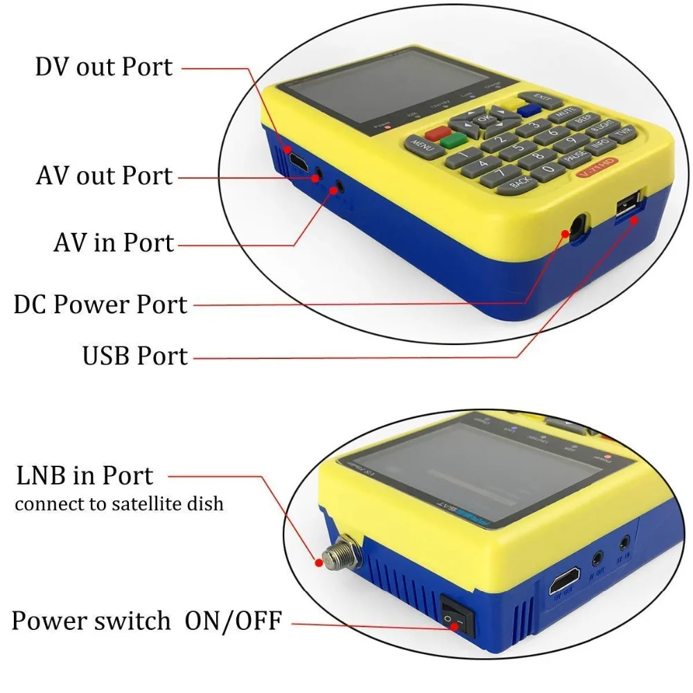 GTMEDIA DVB-S2 V8 Finder HD цифровой спутниковый Finder измеритель сигнала с 3,5 дюймовым ЖК-дисплеем MPEG-4 Sat Finder 1080P V8 Finde